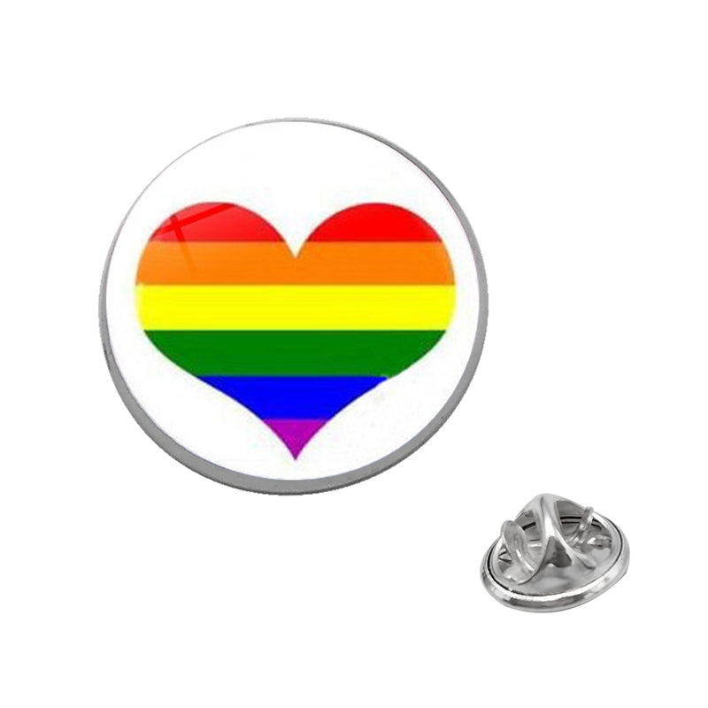 LGBT Pride Rainbow Glass Brooches Pins Lesbians Gays Bisexuals Transgender Round Badge Lapel Pin Jewelry