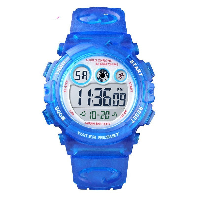 Multifunctional Waterproof Colorful Transparent With Personality Student Electronic Watch