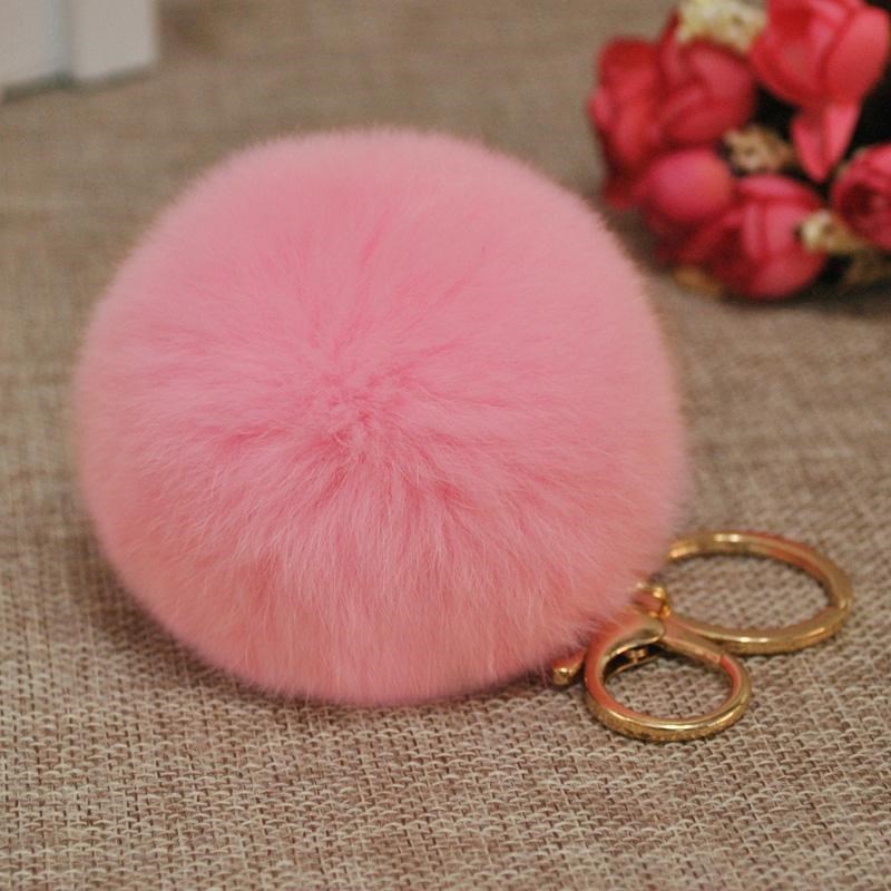 Cute Rex Rabbit Fur Ball Keychain