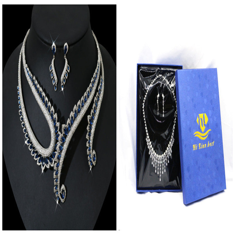 INS Wind Zircon Necklace Earring Set