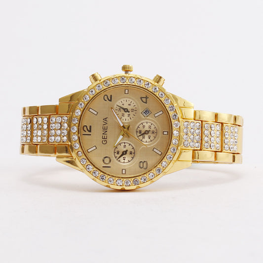 Women's Fashion Diamond Digital Calendar Three Eyes Quartz Watch