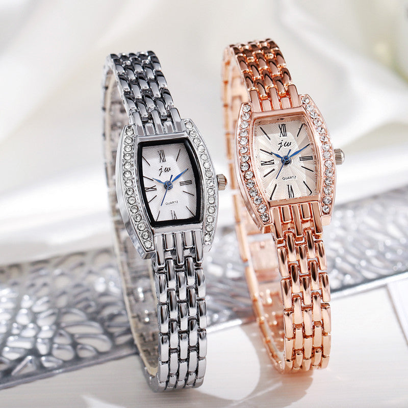 Exquisite Rectangle Ladies Quartz Watch with Diamond Accents