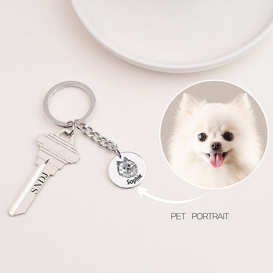 Ins Pet Cat And Dog  Photo Diy Keychain