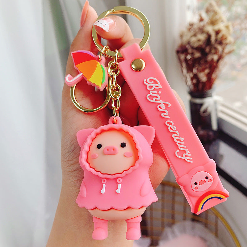 Raincoat Piggy Cute Cartoon Keychain Creative Accessories