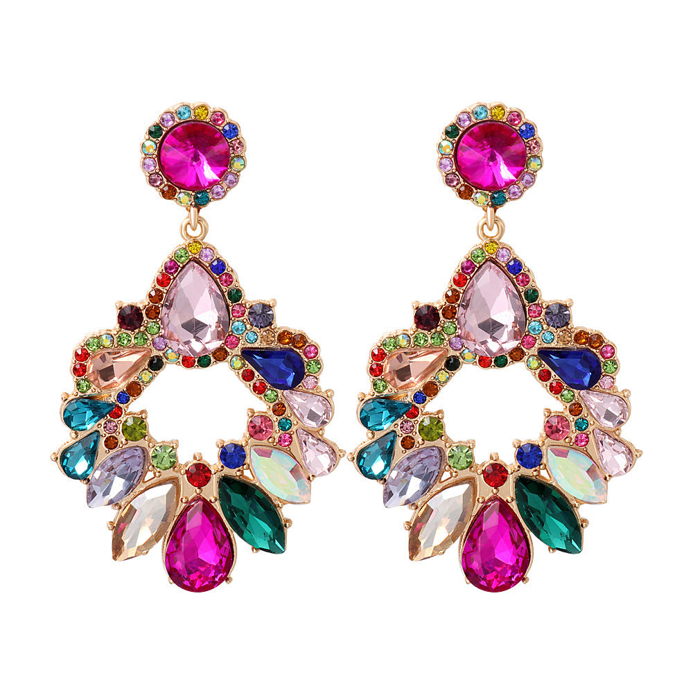 Fashion Geometry Pattern Modeling Rhinestone Earrings