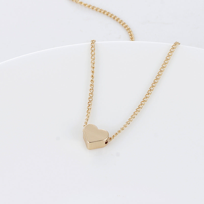 Simple Double Sided Tiny Heart Shaped Pendant Necklace