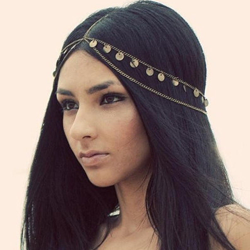 Jewelry European And American Style Popular Beaded Auspicious Pearl Tassel Headband Hair Accessories