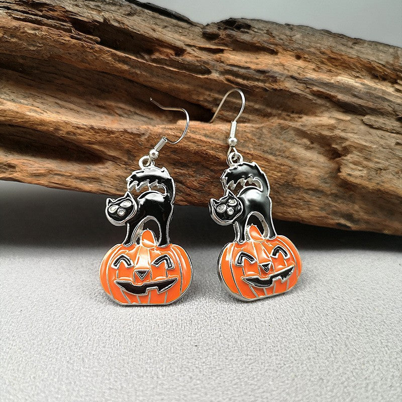 Halloween Funny Earrings Female Personality Ghost Pumpkin Bat Cartoon Jewelry