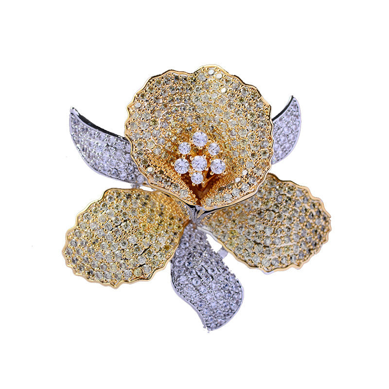 European And American Luxury Zircon Flower Brooch