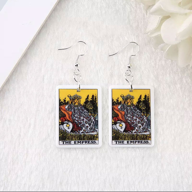 New Product Caro Card Game Chess Card European And American Fashion Personality Resin Earrings