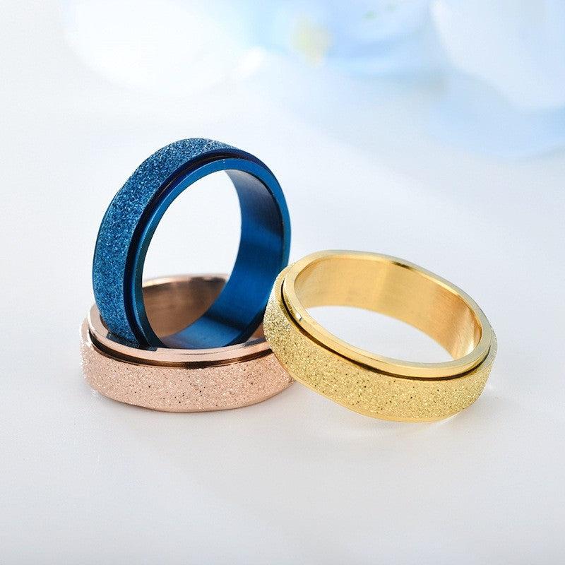 Turnable Anxiety Rings Rainbow Silver Color Relieve Stress Rings For Women Men