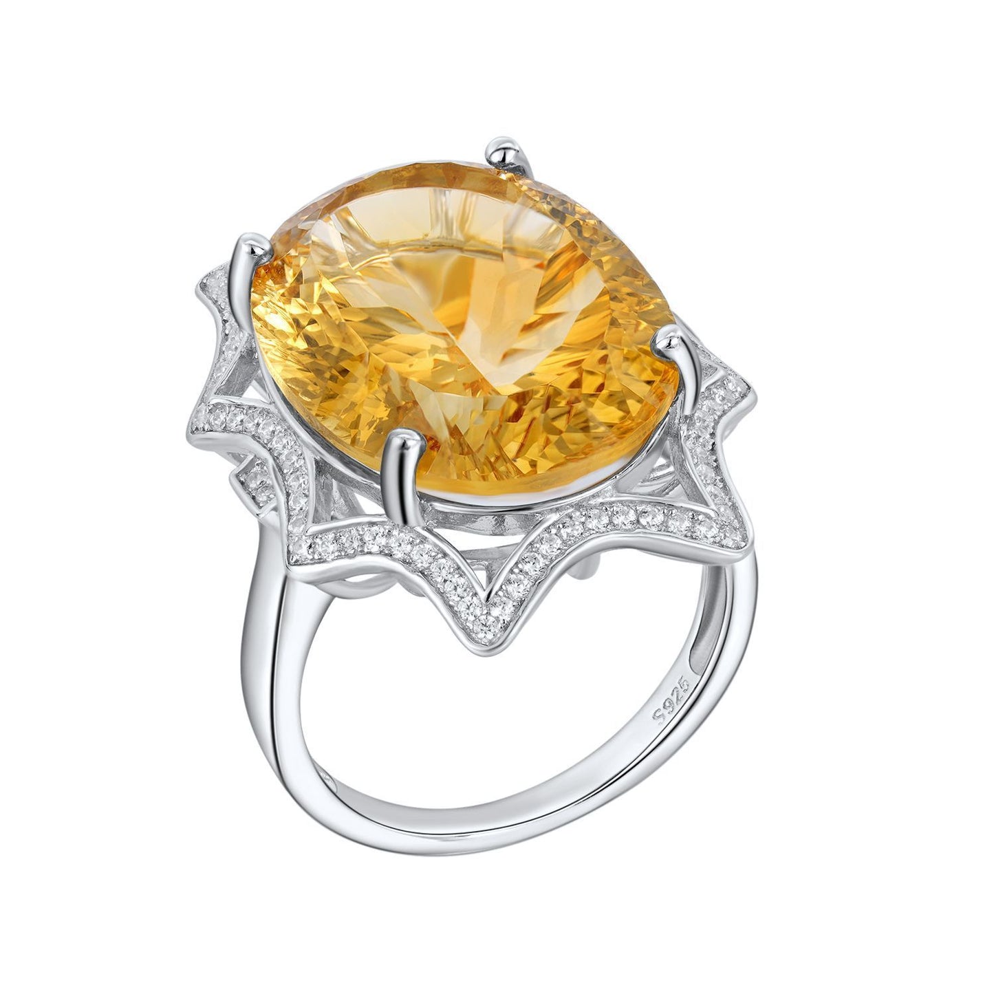 Natural Crystal Jewelry European And American Simple Light Luxury Style Large Topaz Ring