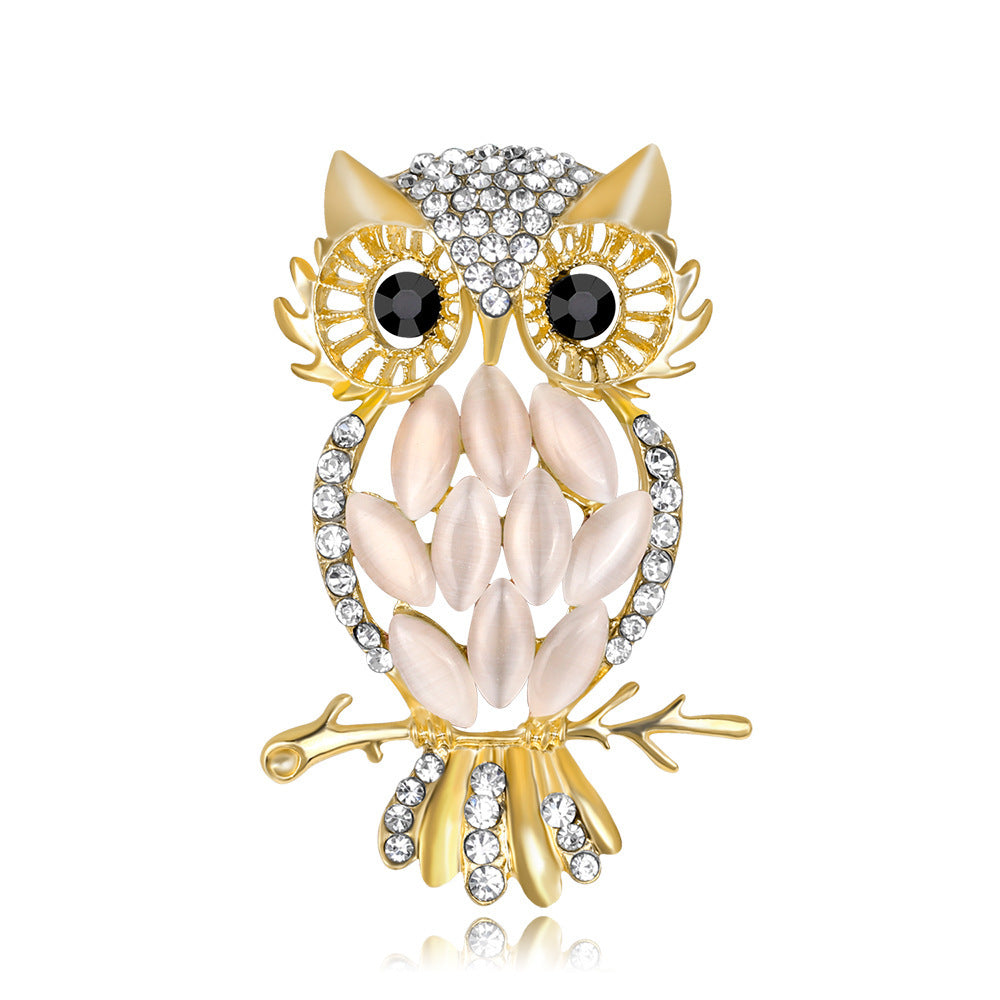 Brooch Jewelry Wholesale Dream Owl Crystal Opal Brooch Corsage