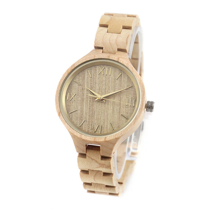 Folding Clasp High Quality All Wood Ebony Quartz Watch