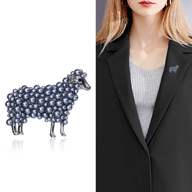 Wuli&baby 2-color Pearl Sheep Brooches For Women Unisex Lovely Animal Party Casual Brooch Pins Gifts