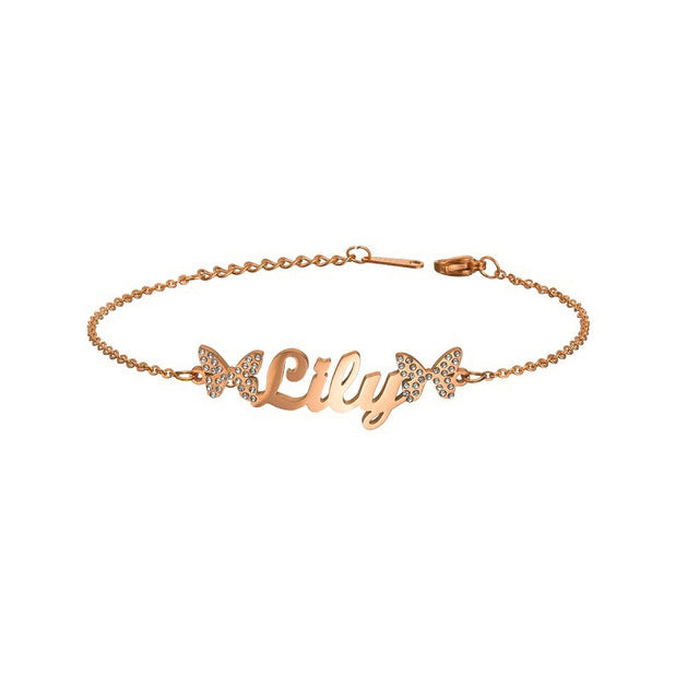 Stainless Steel Name Fashion Chain Letter Bracelet For Women