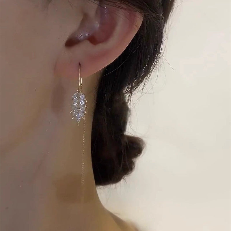 Golden Wheat Tassel String Earrings