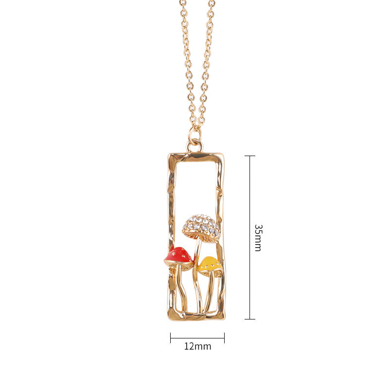 Mushroom Necklace Female Personality Fashion Drip Oil Diamond Niche Trend Clavicle Chain Jewelry