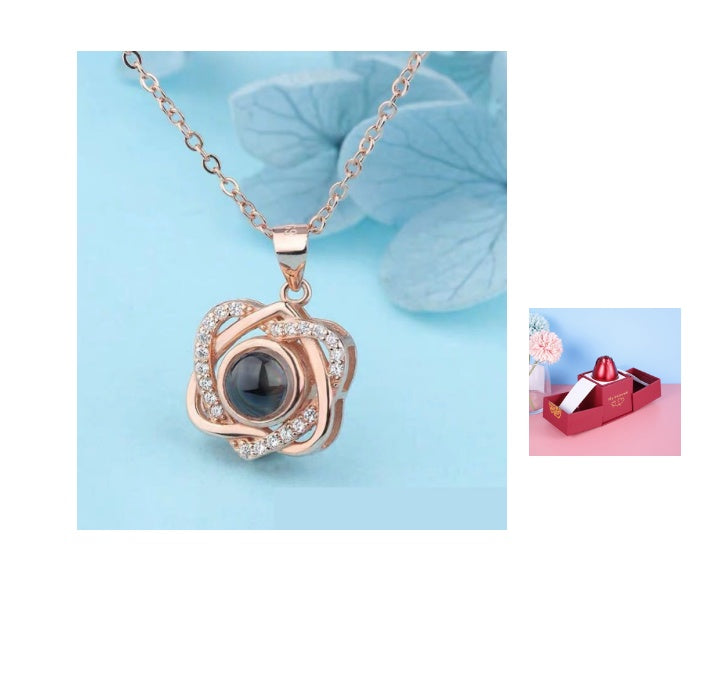 Romantic Rose & Crystal Necklace Gift Set