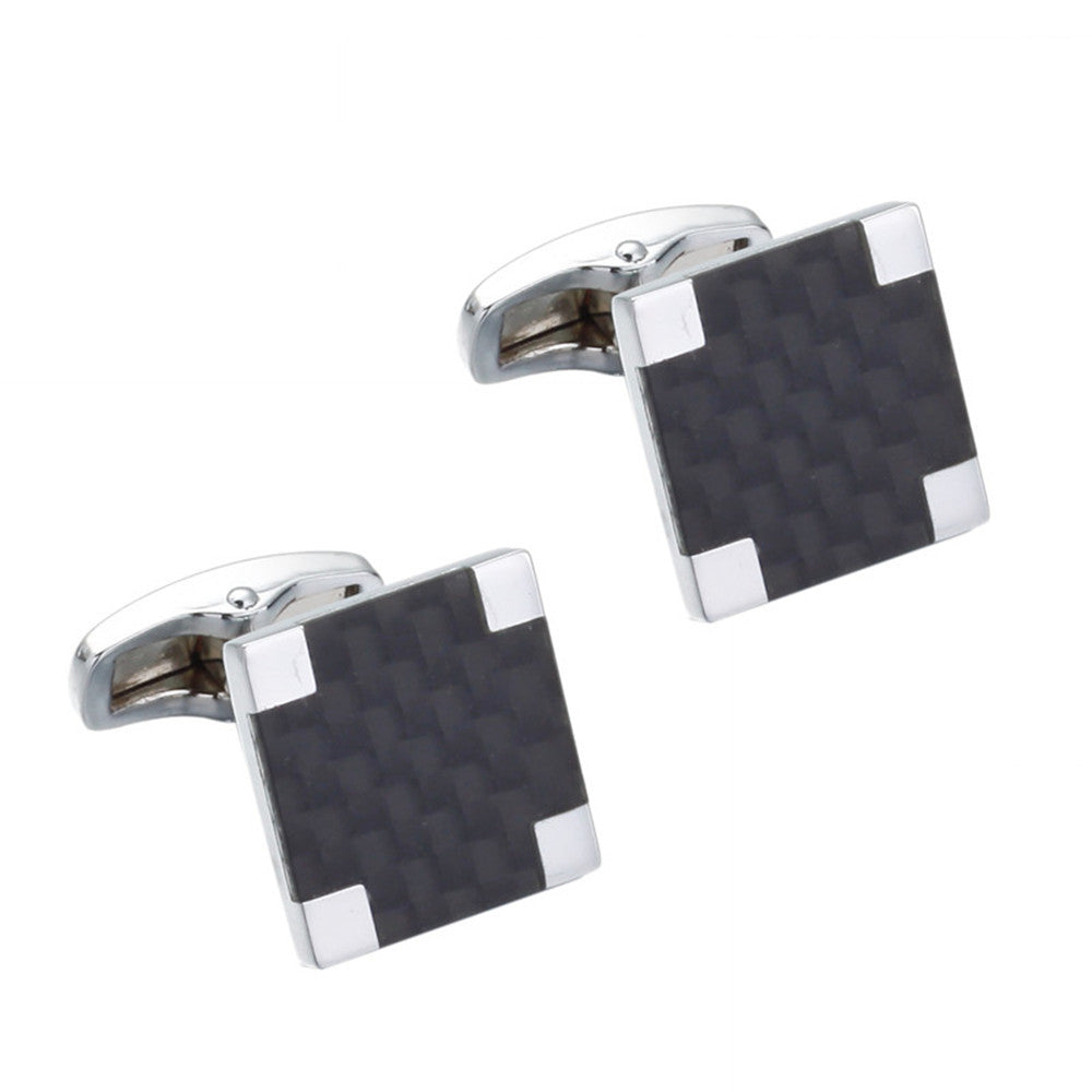 High Quality French Style Black Carbon Fiber Cufflinks for Men
