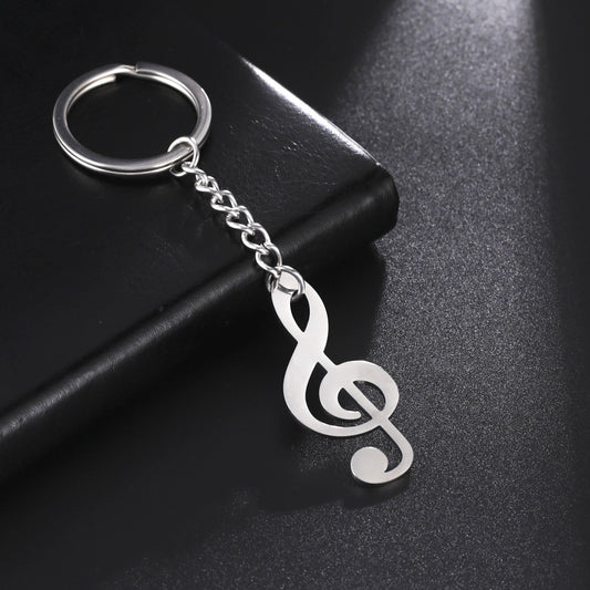 All-match Design Music Student Love Single Item Note Pendant Stainless Steel Key Ring
