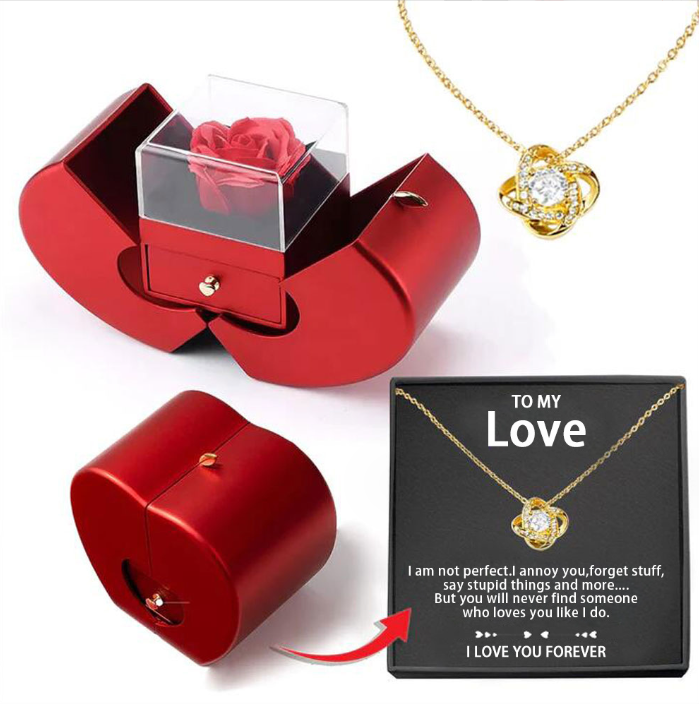 Eternal Rose Red Apple Fashion Jewelry Box Gift with Necklace