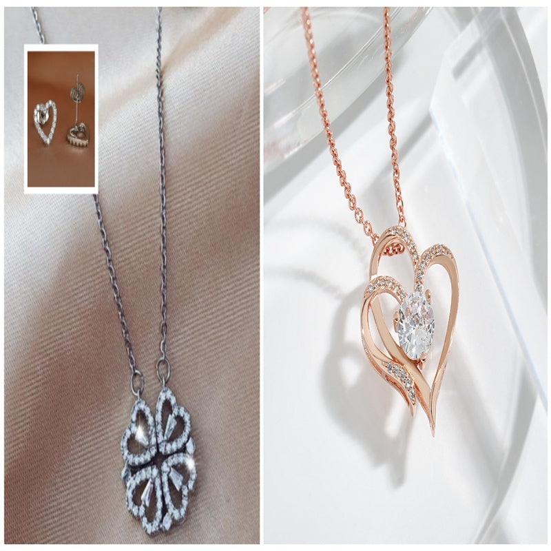 Magnetic Folding Heart-Shaped Four-Leaf Clover Pendant Necklace