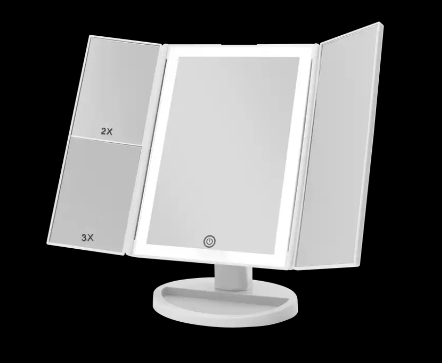 24 LED Magnifying Lighted Cosmetic Makeup Mirror Tabletop Tri-fold Touch Screen Mirror Touch Screen