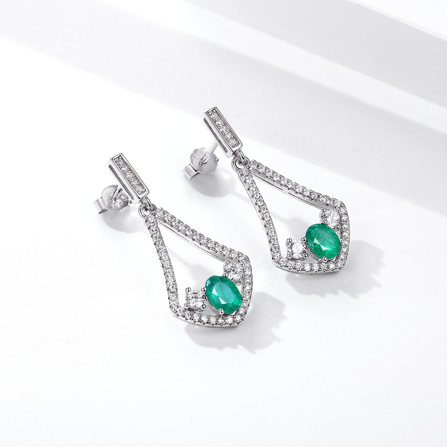 Natural Emerald Earrings For Female Korean Version High Quality Zirconium Earrings S925 Silver