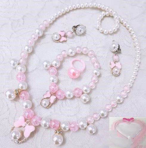 Children's Necklace Jewelry Pearl Bracelet Set