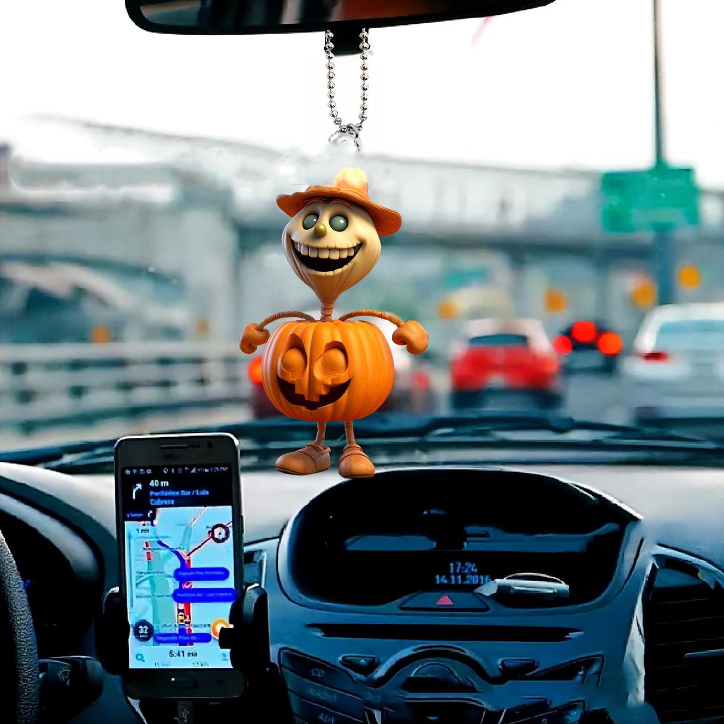 Halloween Creative Pumpkin Man Automobile Hanging Ornament Keychain