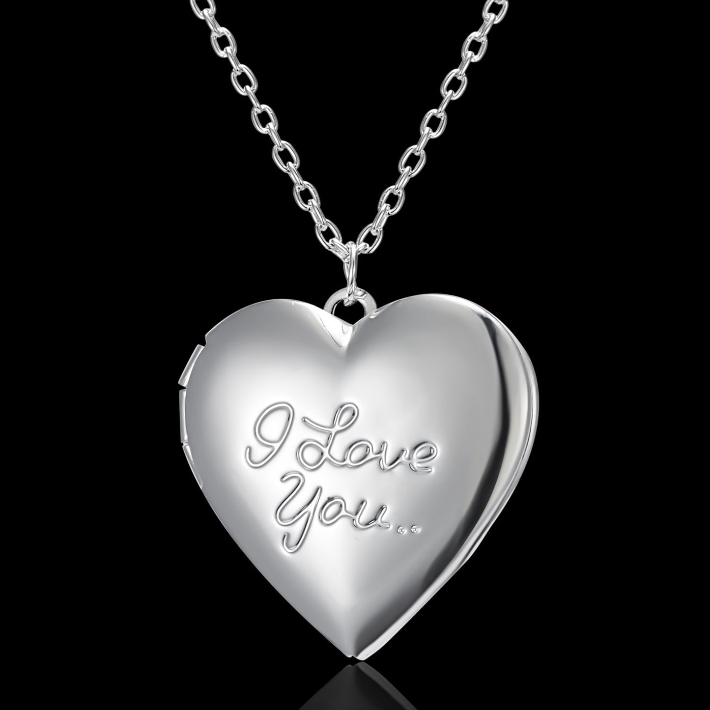 Carved Design Love Heart Photo Frame Pendant Necklace - Personalized Family Jewelry