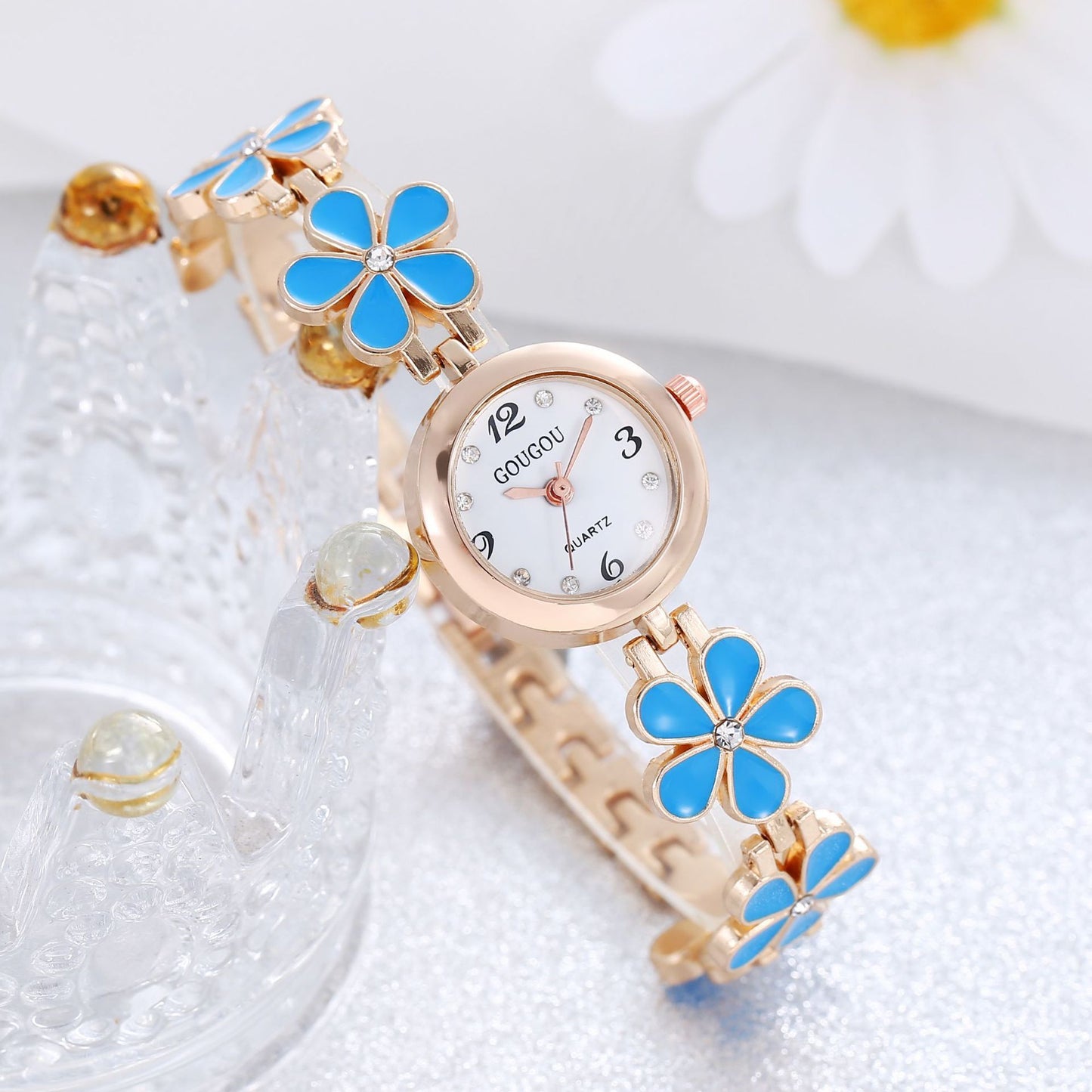 Floral Whisper Quartz Watch & Bracelet Set