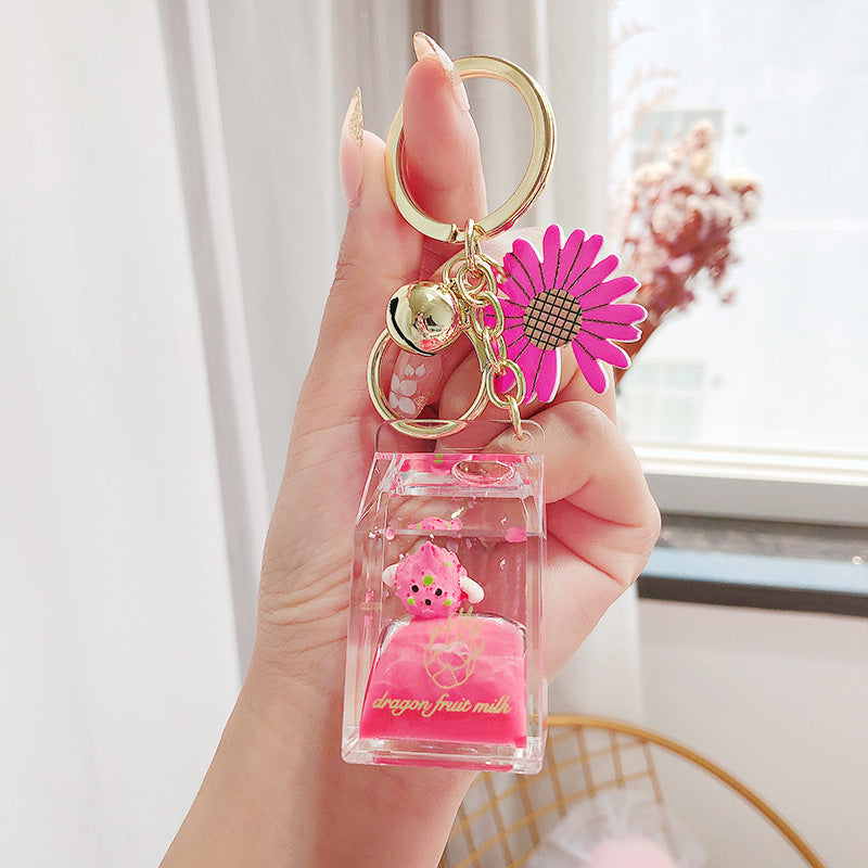 Cartoon Fruit Daisy Keychain Acrylic Bottle