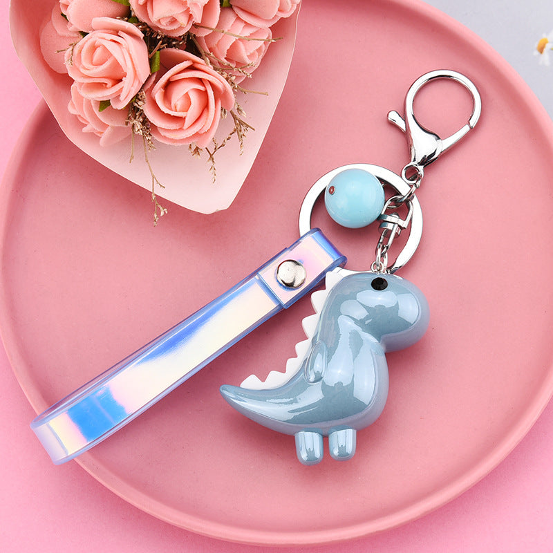 New Cute Little Dinosaur Car Keychain Pendant Creative Colorful Leather Cord Keychain