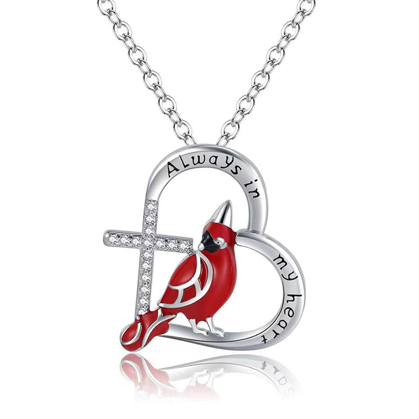 Fashion Creative Cardinal Heart Pendant Necklace