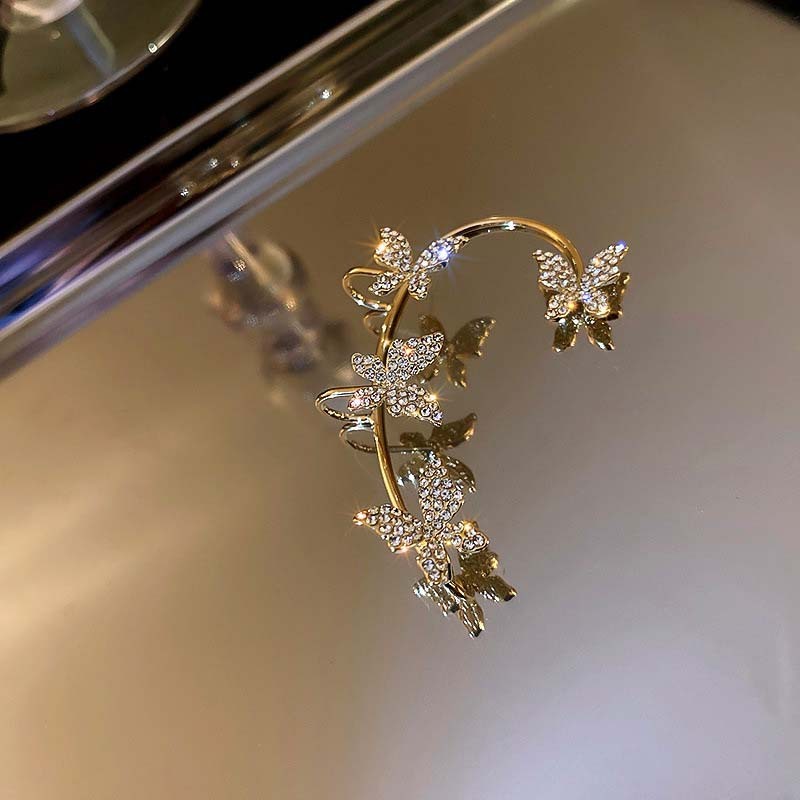 Korea Diamond Butterfly Ear Hook Without Pierced Bone Clip