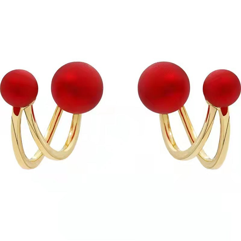 New Style High-end Sterling Silver Earrings French Net Red Ear Buckles