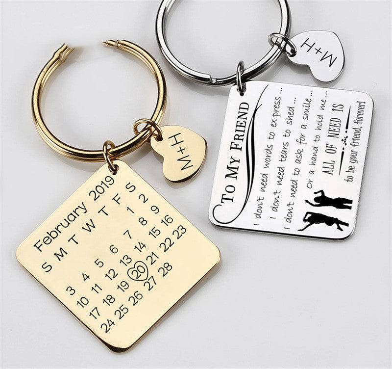 Creative Personality Stainless Steel Calendar Style Keychain