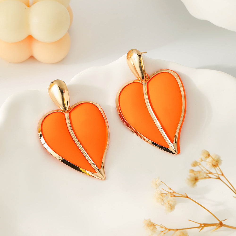 Trendy Wild Design Color Spray Paint Heart Water Drops Earrings