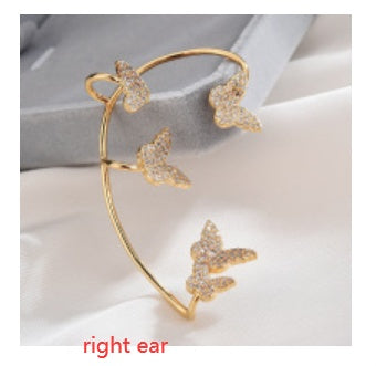 Fashion Gold Metal Butterfly Ear Clips Sparkling Zircon Without Piercing Ear Cuff Clip Earrings For Women Jewelry Gift