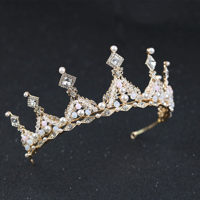 Alloy Pearl Diamond Bridal Crown Jewelry