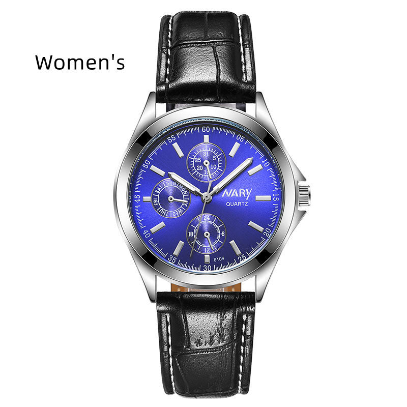 Couple Three Eyes And Six Needles Luminous Waterproof Quartz Watch