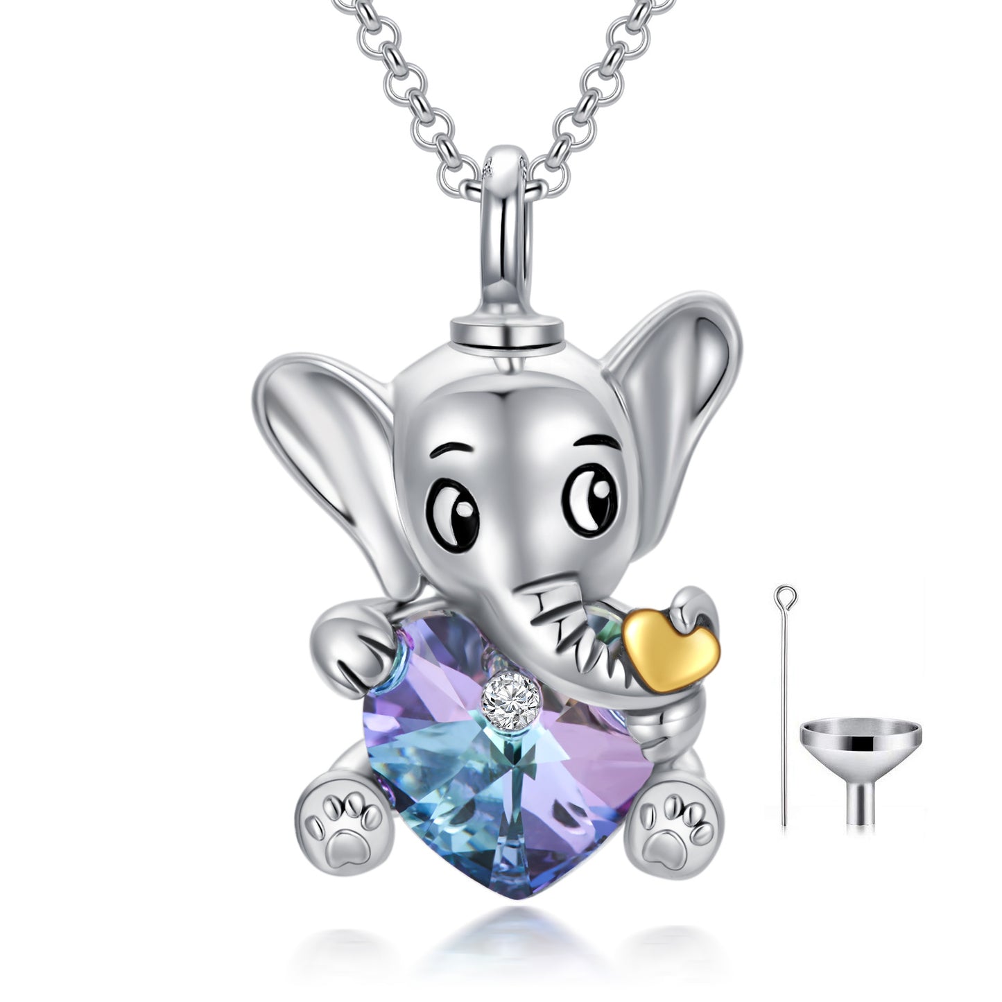 Elephant Urn Necklaces Sterling Silver Heart Cremation Memorial Keepsake Necklace Jewelry Gifts for Women