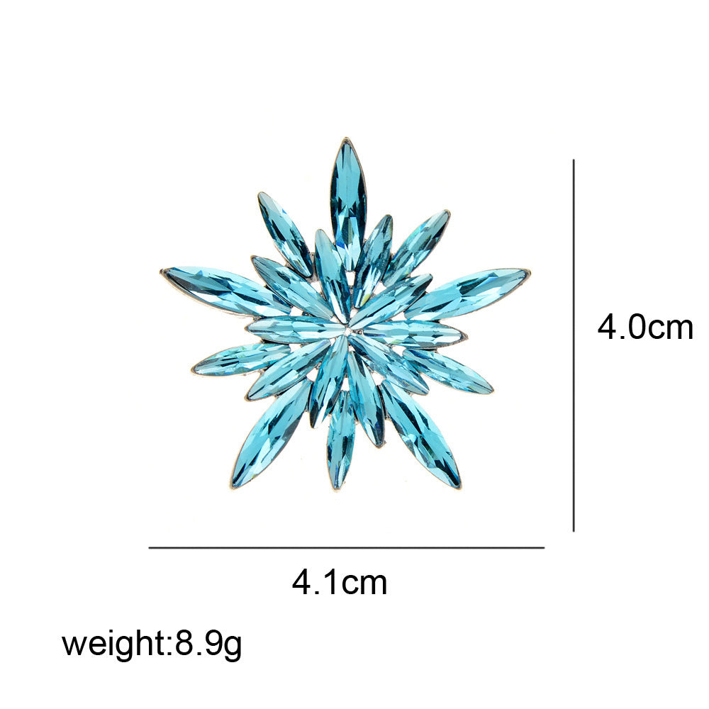 Christmas Blue Snowflake Brooch Pin