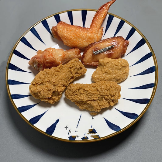 Simulated Fried Chicken Wings Game And Food Badge