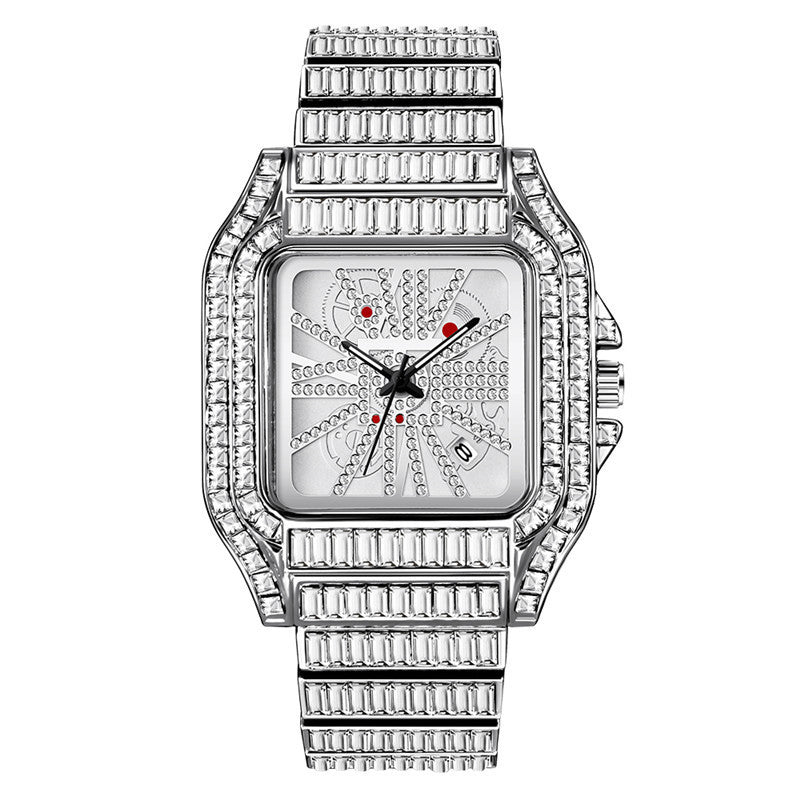 Hip Hop Full Diamond Large Dial Men's Quartz Watch