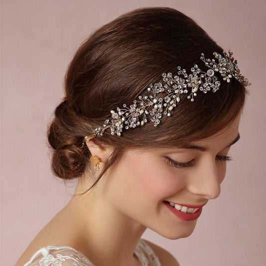 Pure Handmade Gold And Silver Crystal Bridal Hair Accessories