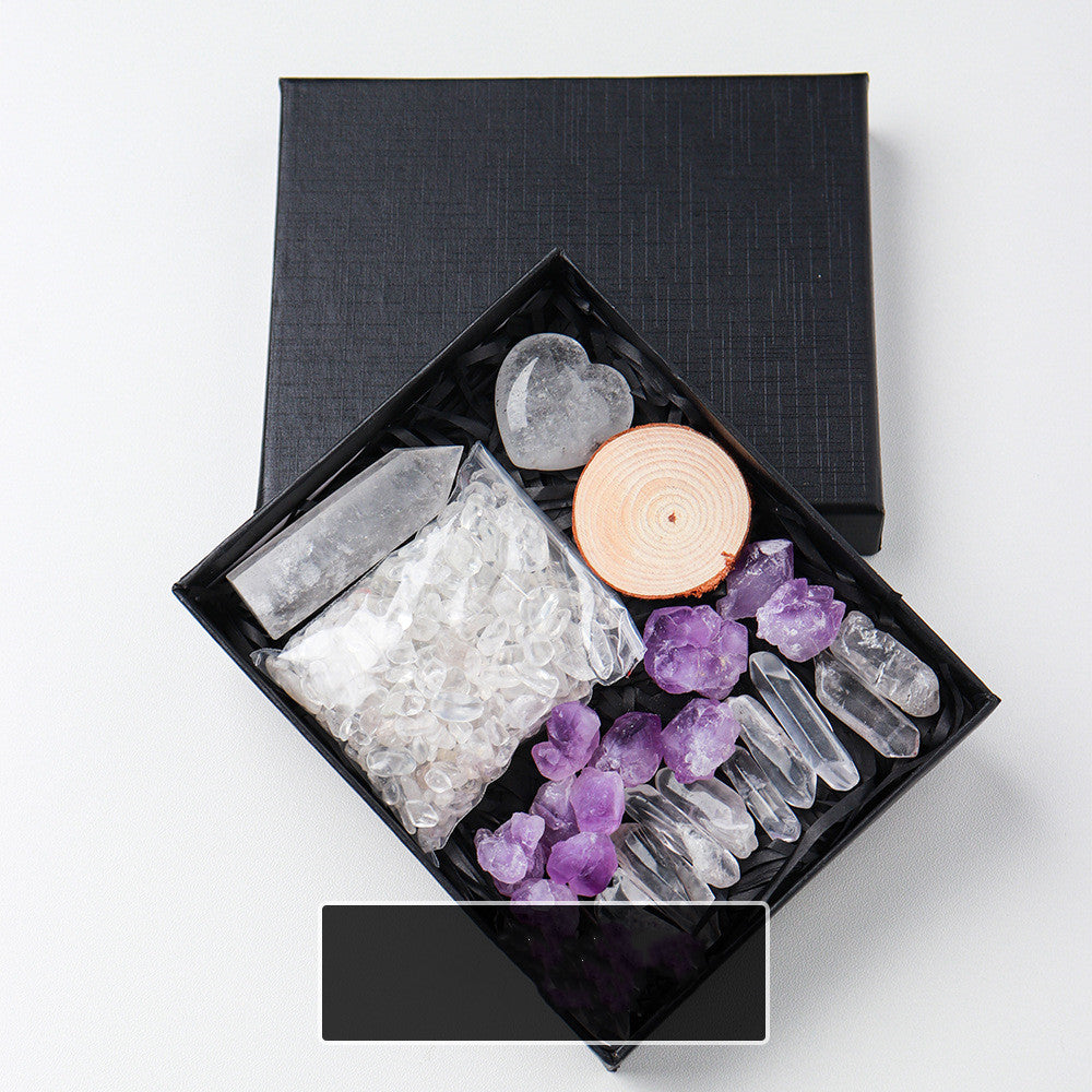 Natural Crystal Rough Pillar Crushed Stone Gift Set