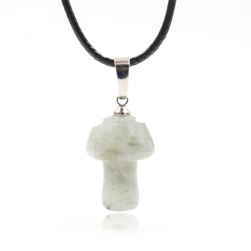 Natural Crystal Mini Small Mushroom Pendant Necklace